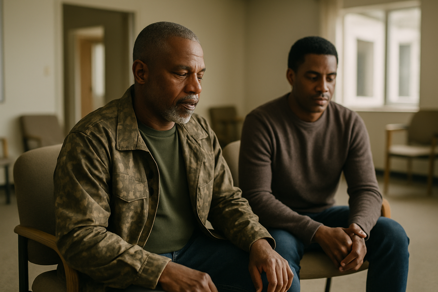 Veteran-centered PTSD support and recovery illustration